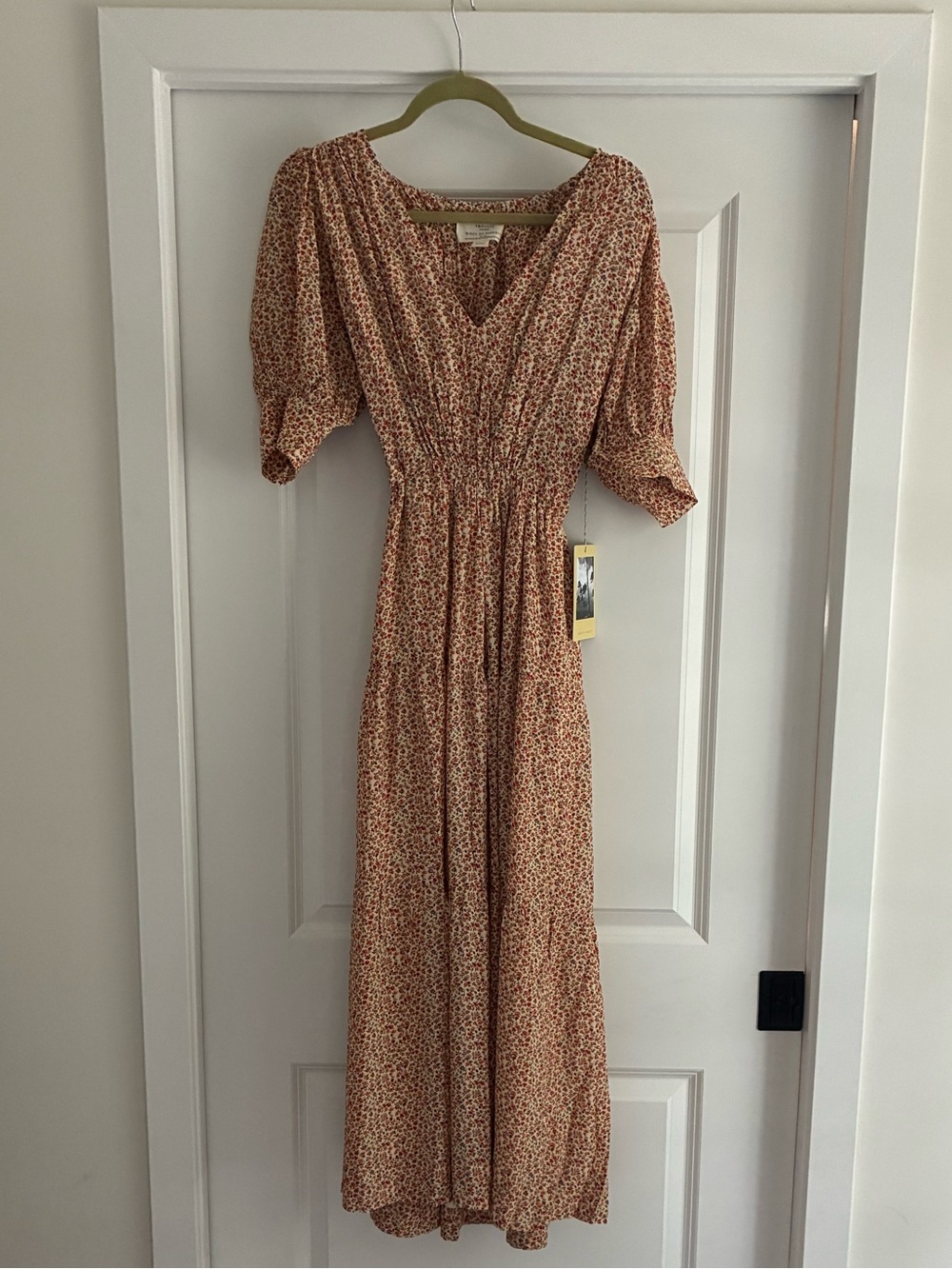Trovata Rust-Pink Floral V-Neck Maxi Dress